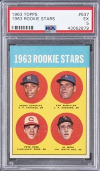 1963 Topps "1963 Rookie Stars" #537 Pete Rose Rookie Card - PSA EX 5
